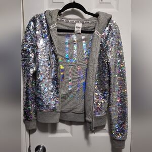 Victoria's secret pink sequin jacket hoodie size XS